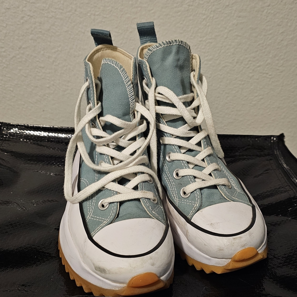 Converse High-Top Sneakers in Light Blue and White - Picture 2 of 5